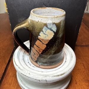 Vintage Handcrafted Glazed Clay Pretty Coffee/Tea Mug  Signed By Glass 84